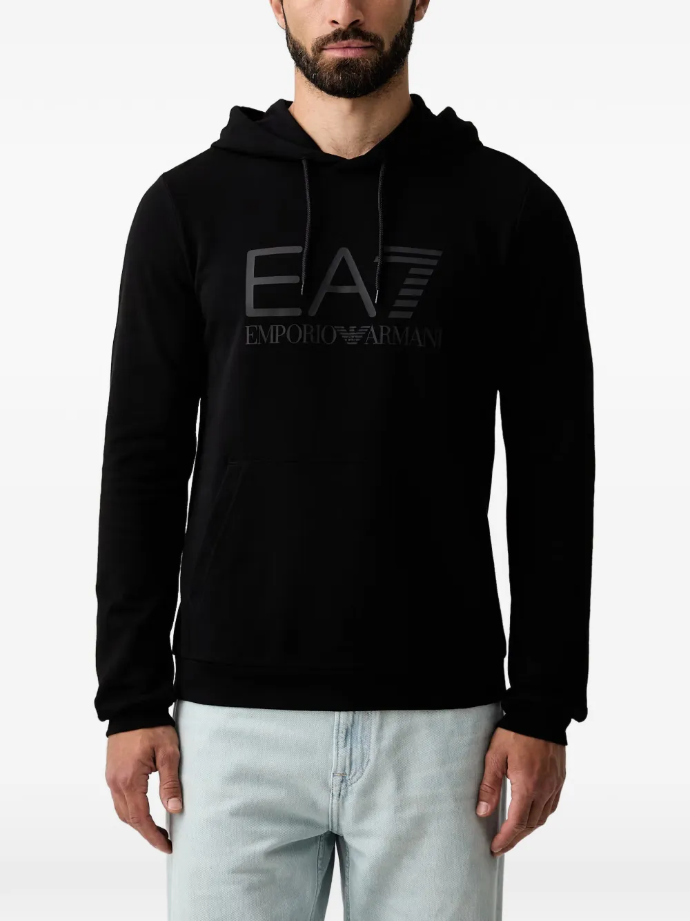 Ea7 Emporio Armani logo-print hoodie Zwart