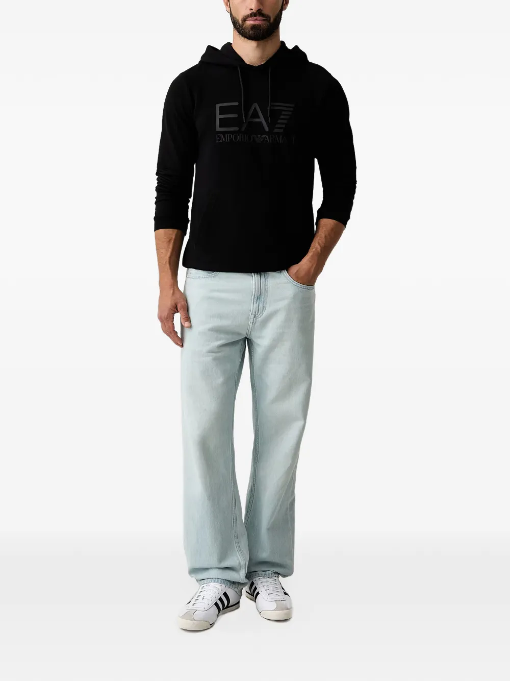 Ea7 Emporio Armani logo-print hoodie Zwart