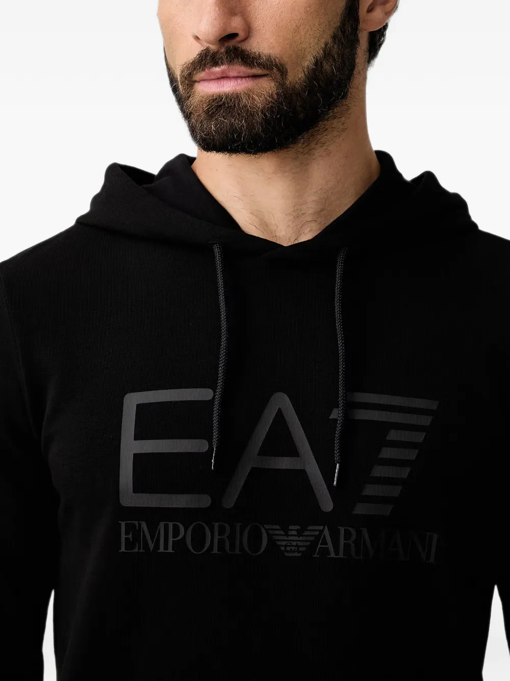 Ea7 Emporio Armani logo-print hoodie Zwart