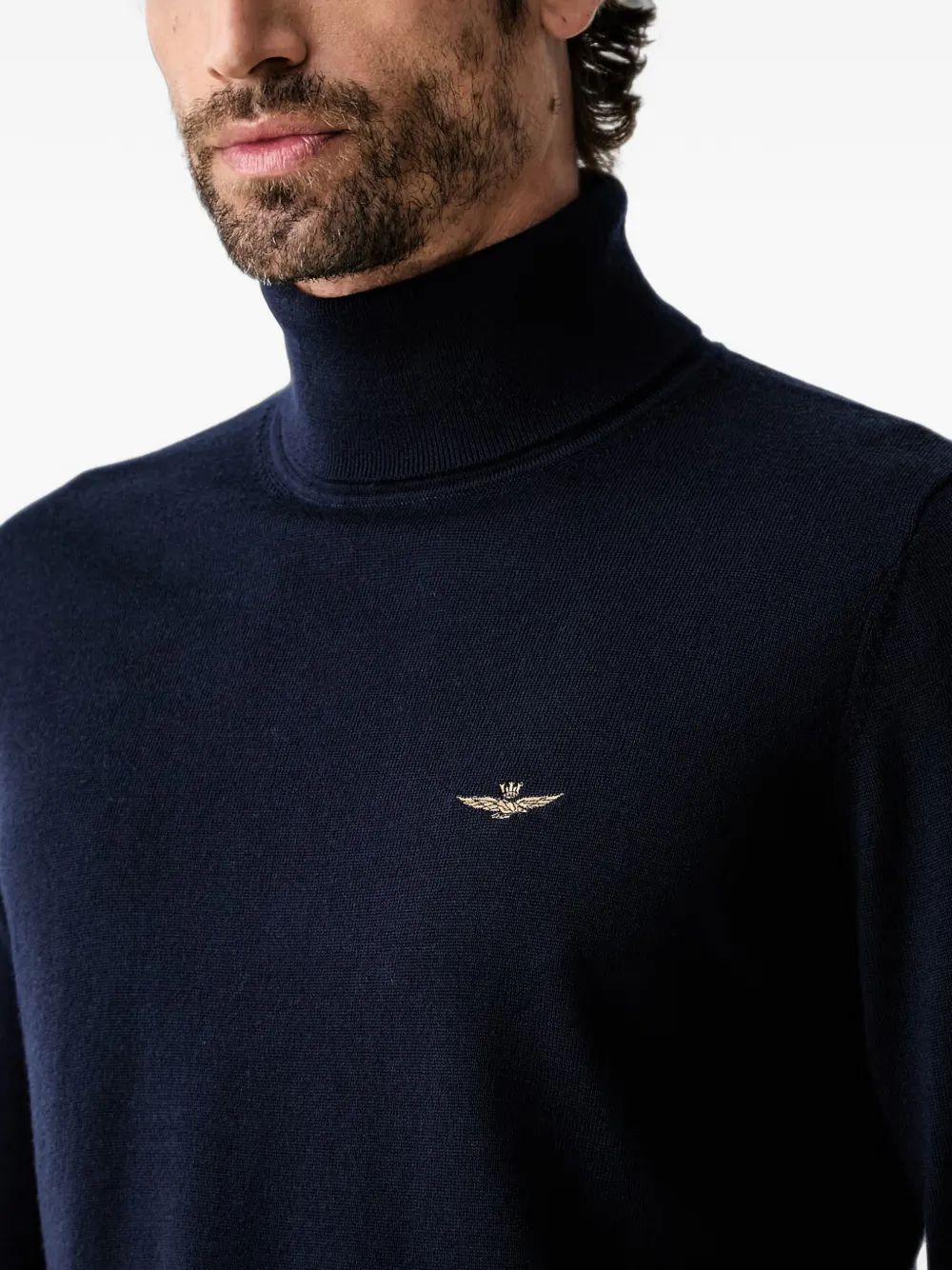 Aeronautica Militare roll-neck embroidered sweater Blauw
