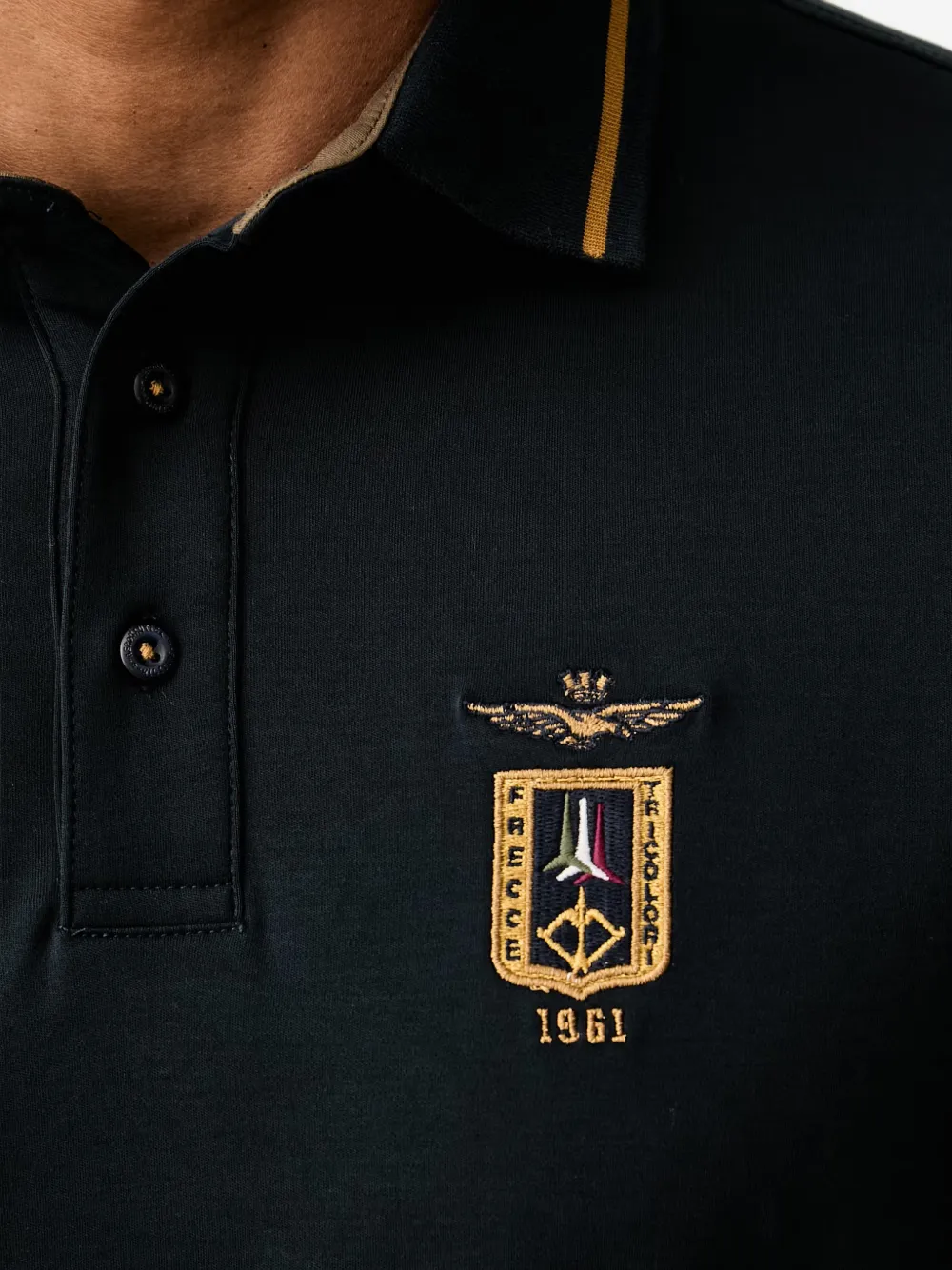 Aeronautica Militare Poloshirt met geborduurd logo Zwart
