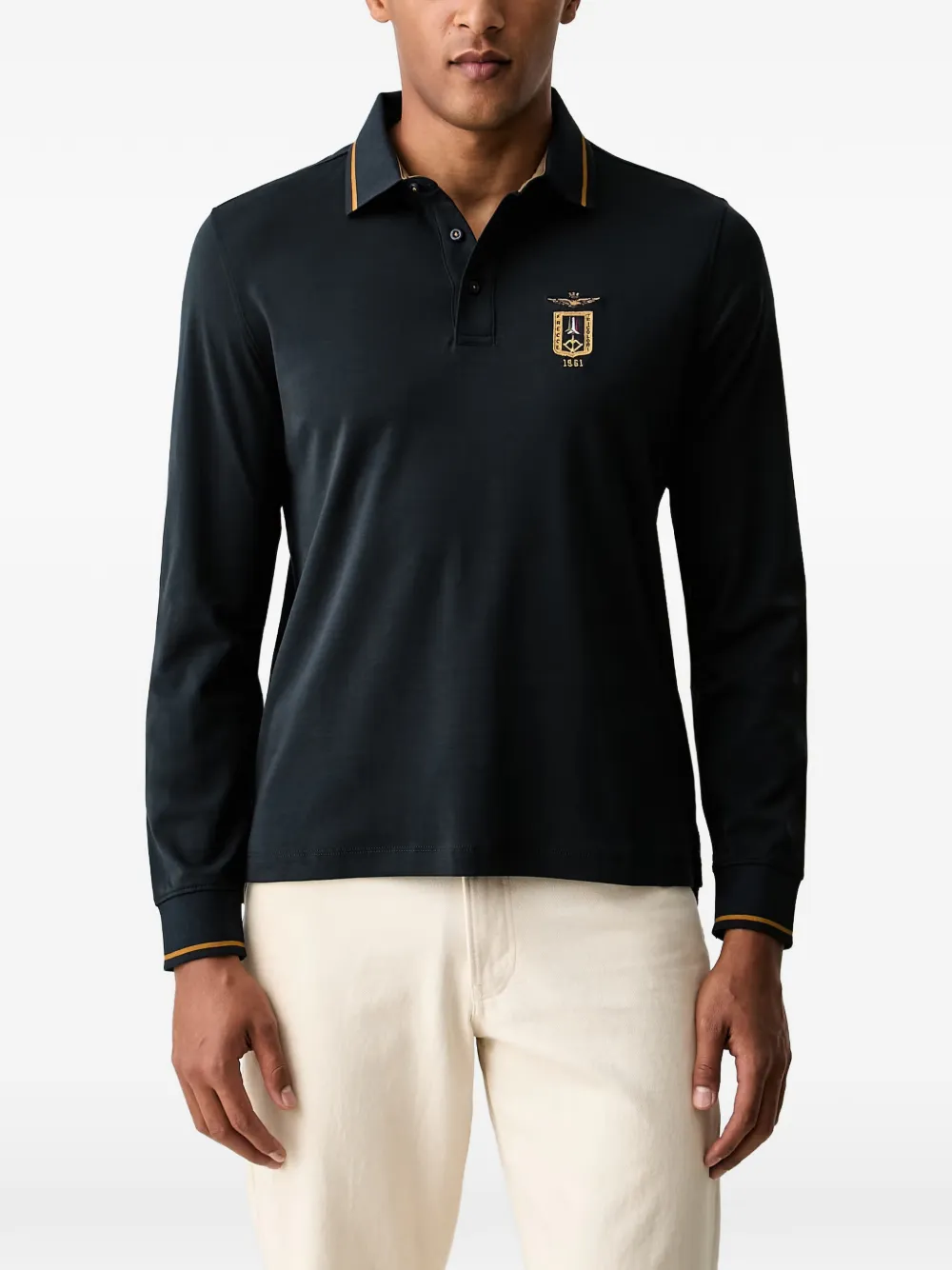 Aeronautica Militare Poloshirt mit Logo-Stickerei - Schwarz