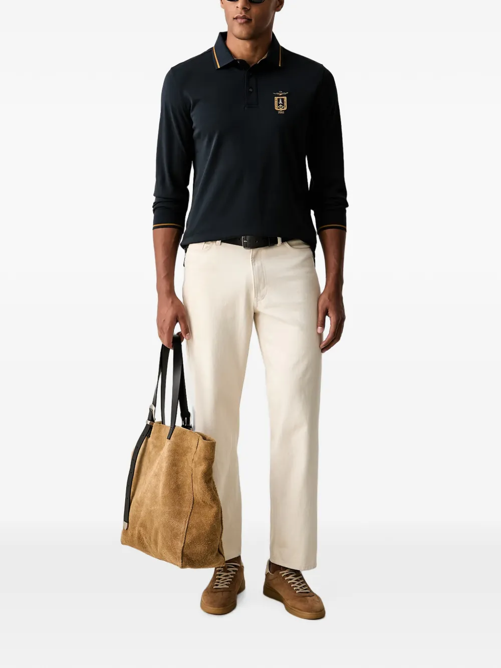 Aeronautica Militare Poloshirt met geborduurd logo Zwart