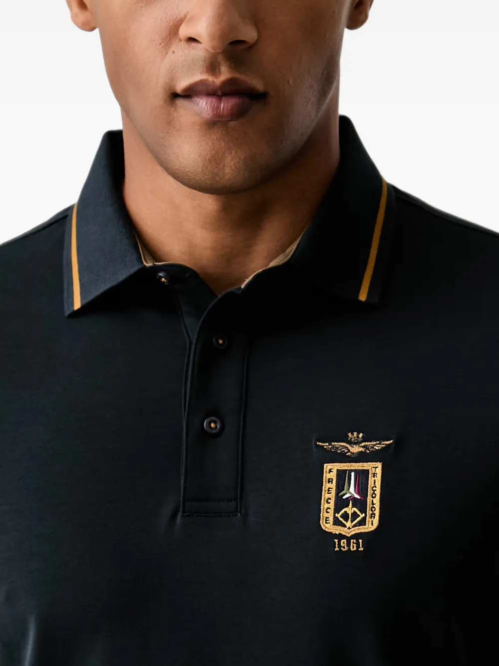Aeronautica Militare Poloshirt met geborduurd logo Zwart