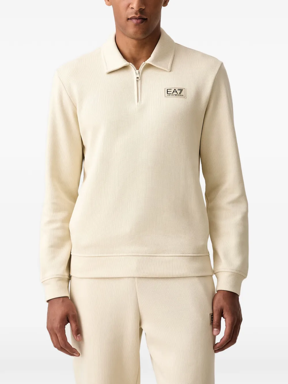 Ea7 Emporio Armani logo-patch zip-neck sweater - Bianco