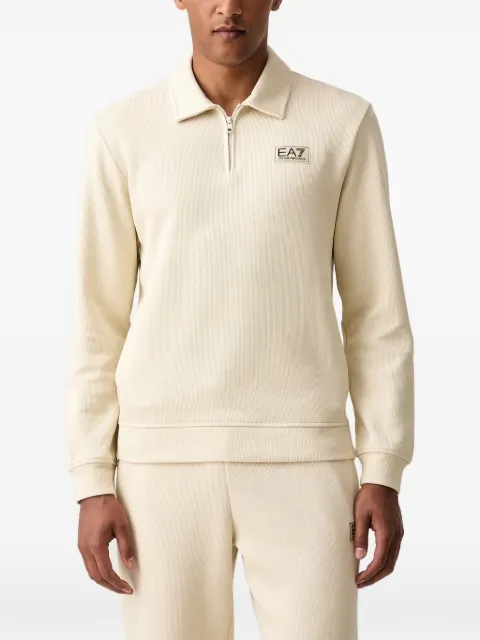 Ea7 Emporio Armani logo-patch zip-neck sweater