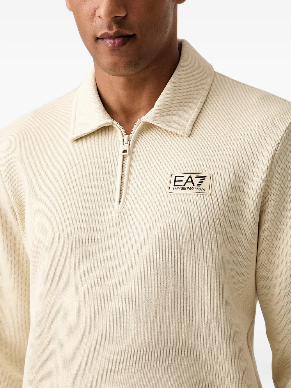 Ea7 Emporio Armani Trui met logo-patch en rits Wit