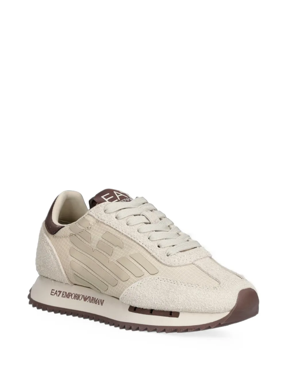 Ea7 Emporio Armani logo-patch panelled sneakers Beige