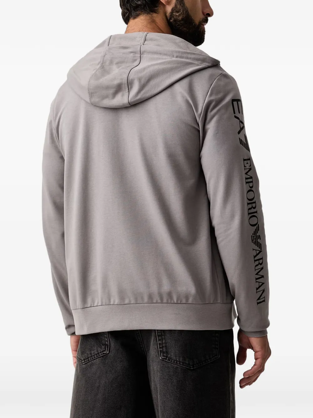 Ea7 Emporio Armani logo-print zip-up hoodie Grijs