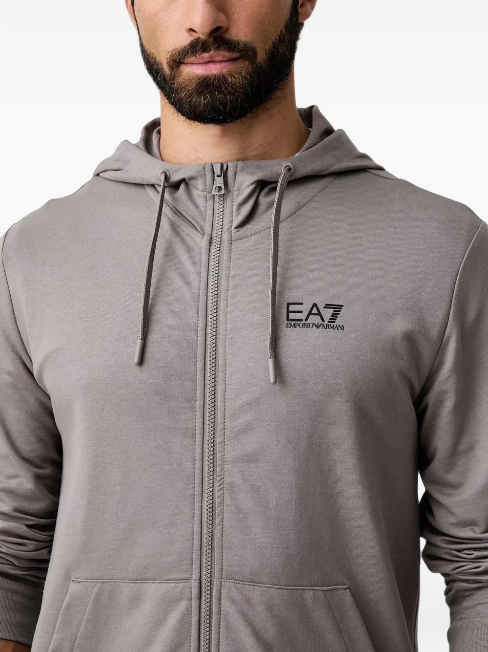 Ea7 Emporio Armani logo-print zip-up hoodie Grijs