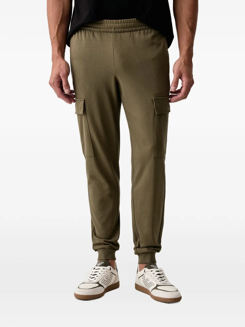 Ea7 Logo-print Cargo Track Pants In Green