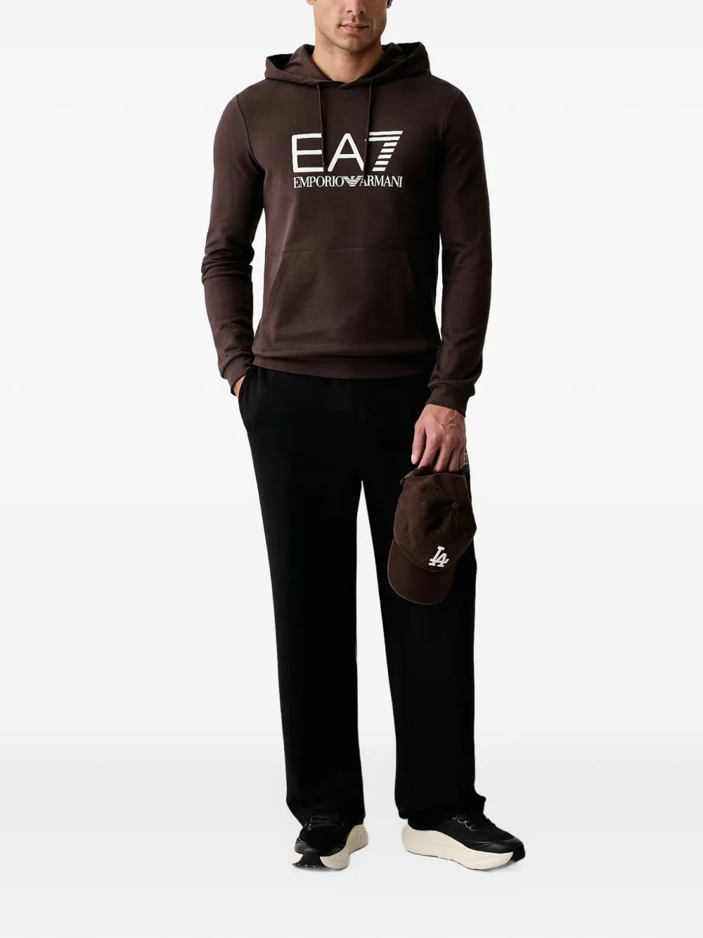 Ea7 Emporio Armani logo-print pouch-pocket hoodie Bruin