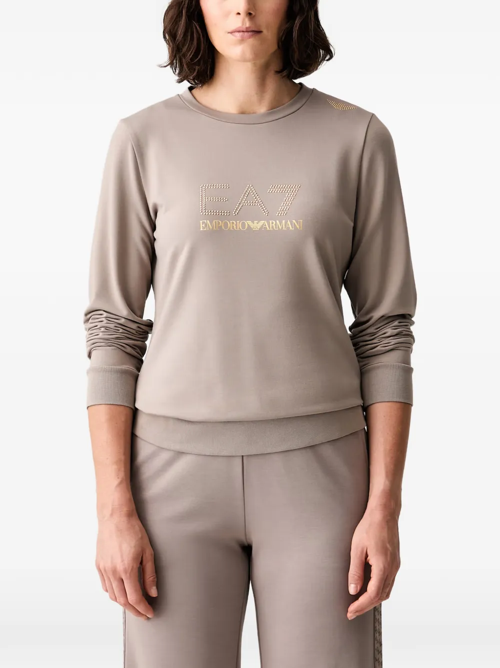 Ea7 Emporio Armani logo-embellished sweatshirt - Nude