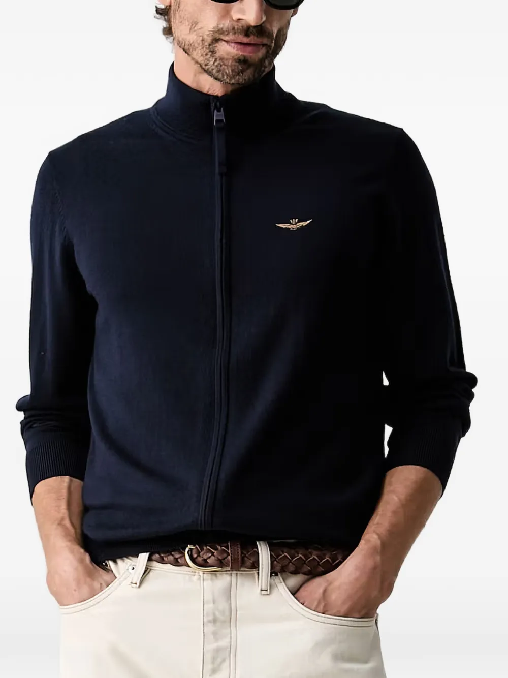 Aeronautica Militare wool zip-up cardigan - Blu
