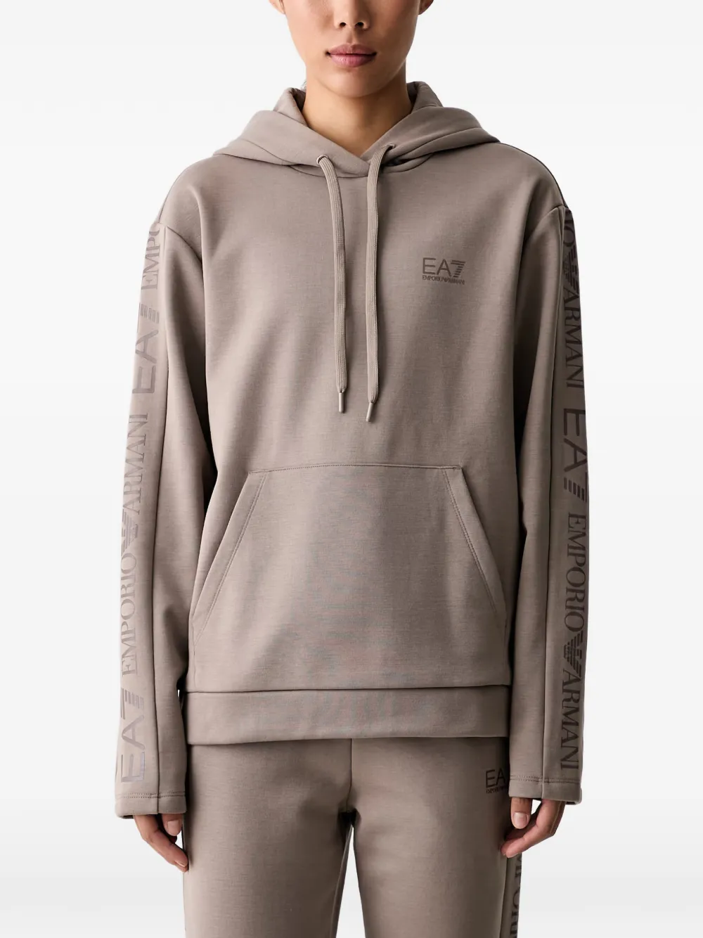 Ea7 Emporio Armani logo-print hooded tracksuit - Nude