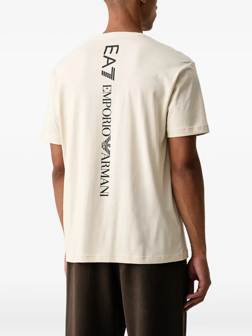 Ea7 Emporio Armani logo-print short-sleeve T-shirt Beige