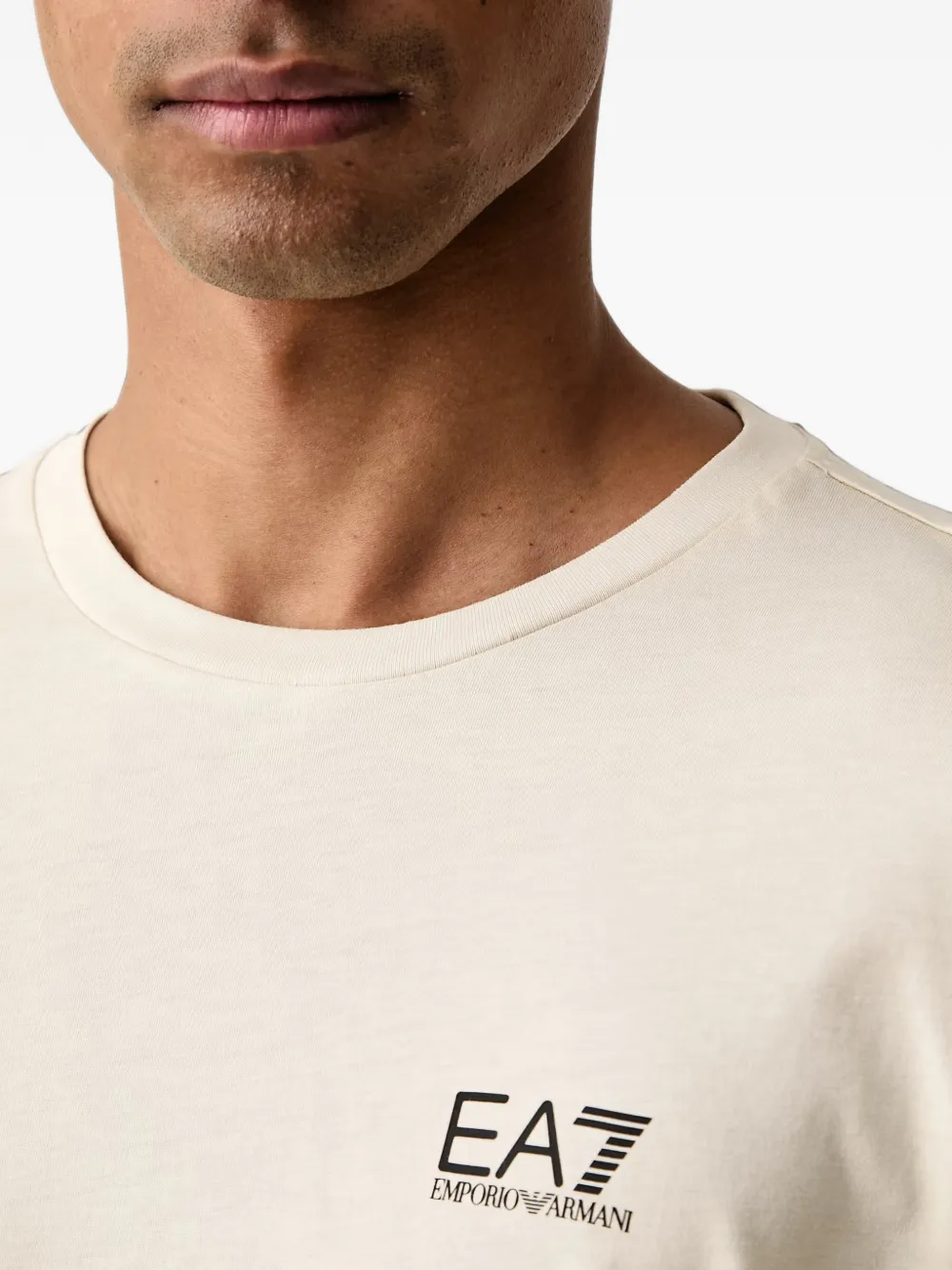 Ea7 Emporio Armani logo-print short-sleeve T-shirt Beige