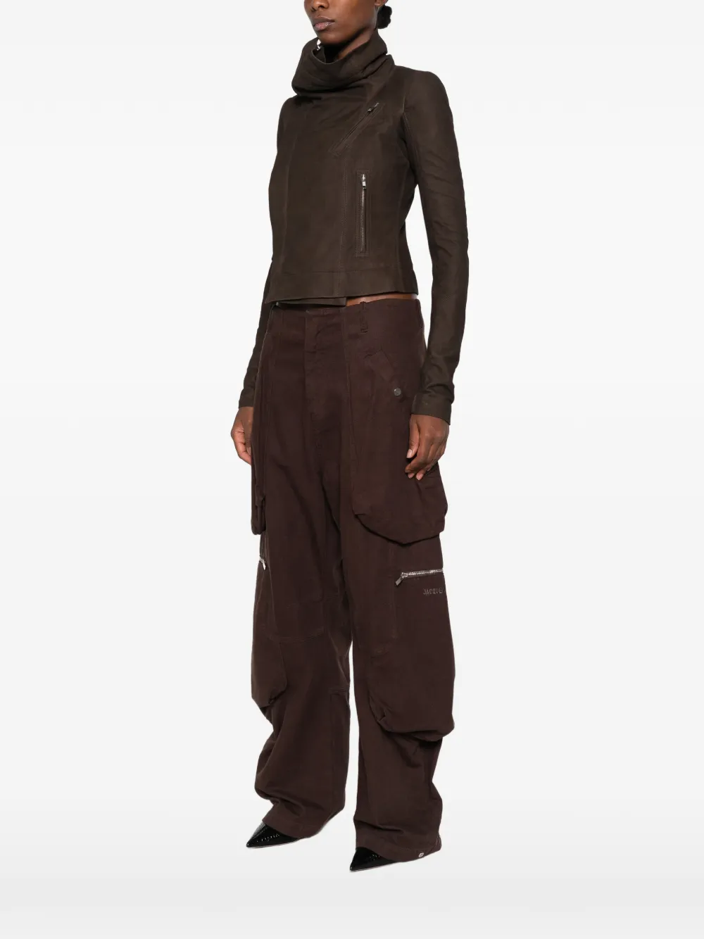 Rick Owens Jack met trechterhals Bruin