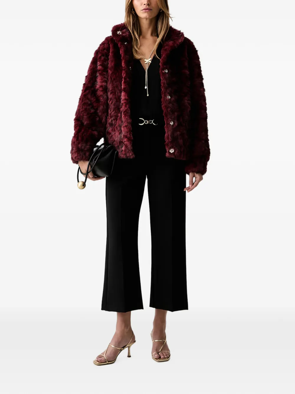 Silvian Heach faux-fur high-neck jacket Rood