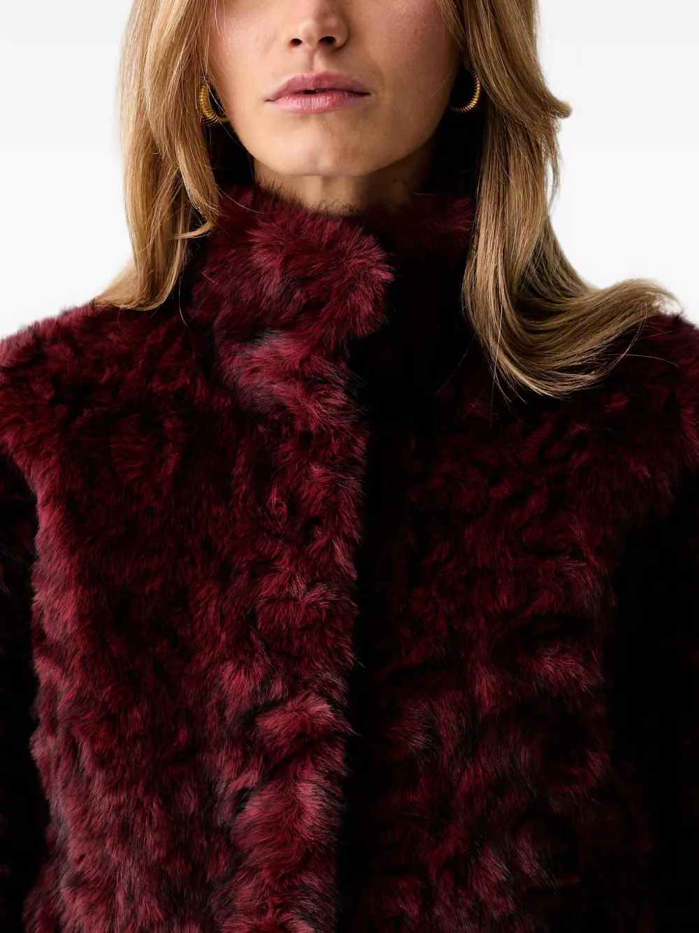 Silvian Heach faux-fur high-neck jacket Rood