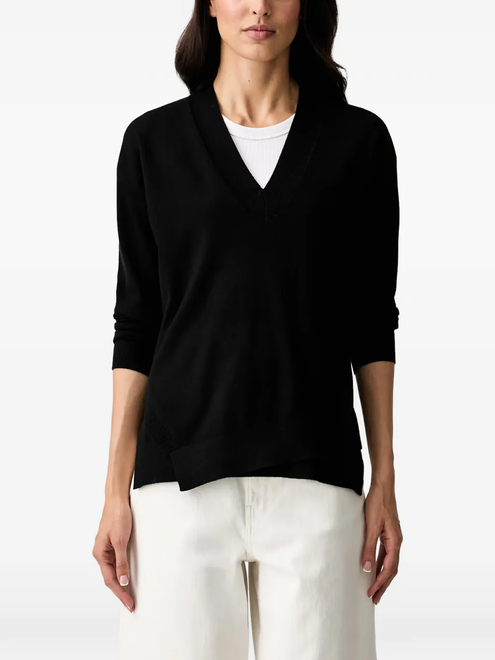 Silvian Heach Valleisi asymmetric V-neck sweater - Nero