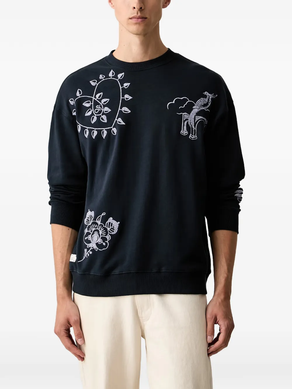 Scotch & Soda x Royal Delft embroidered crew-neck sweater - Blau