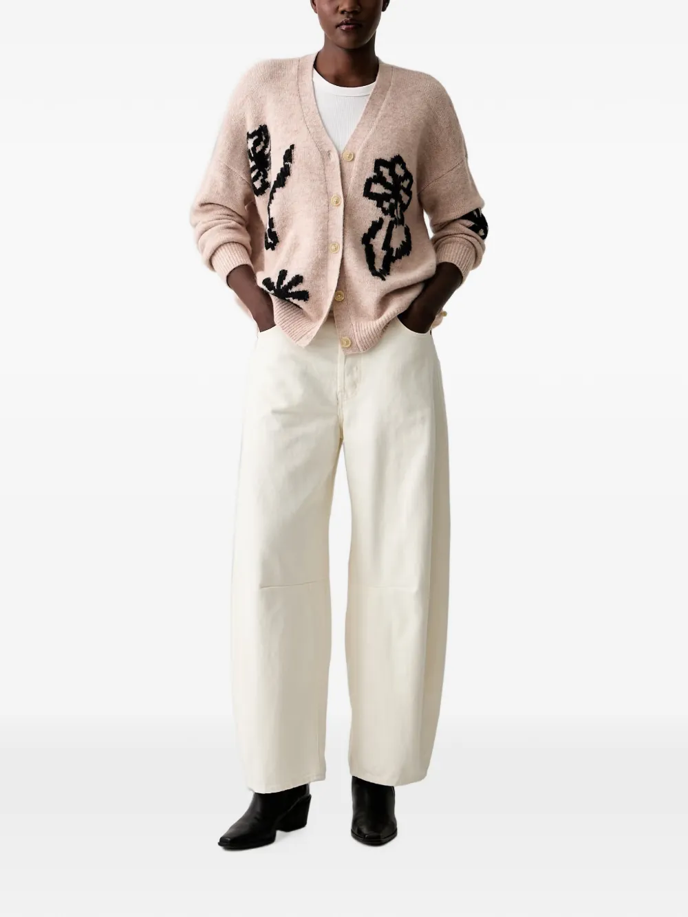 Scotch & Soda Gebreid oversized vest met bloemen-intarsia Roze