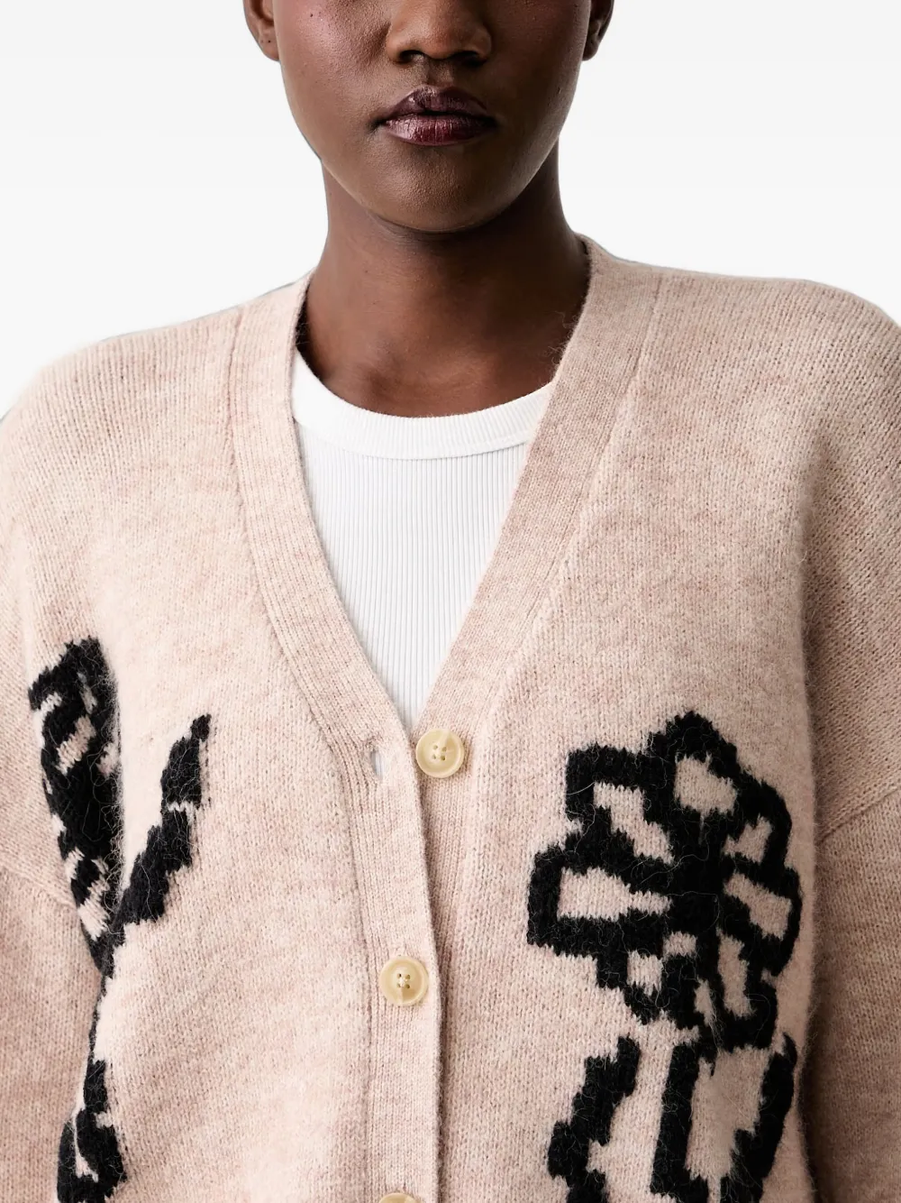 Scotch & Soda Gebreid oversized vest met bloemen-intarsia Roze