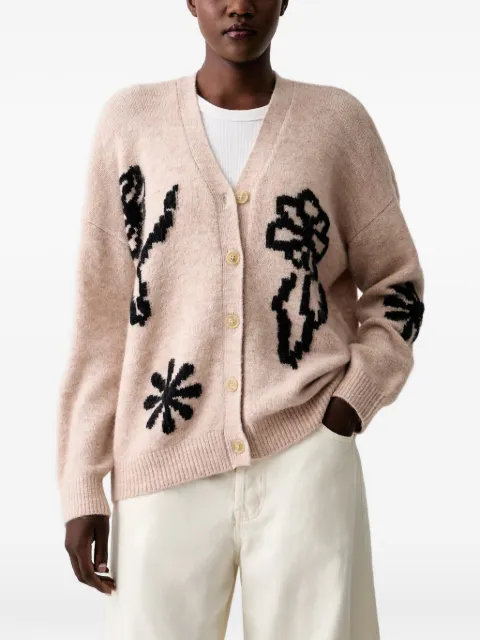 Scotch & Soda floral-intarsia knitted oversized-fit cardigan