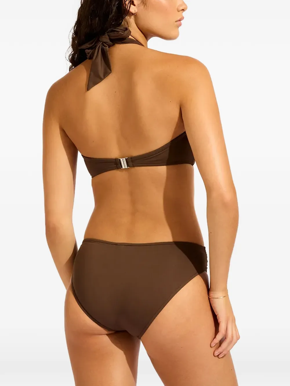 Seafolly Halter Bandeau top met gedraaid detail en halternek Bruin