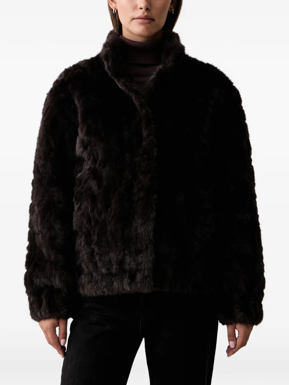 Silvian Heach embellished-button faux-fur jacket - Braun