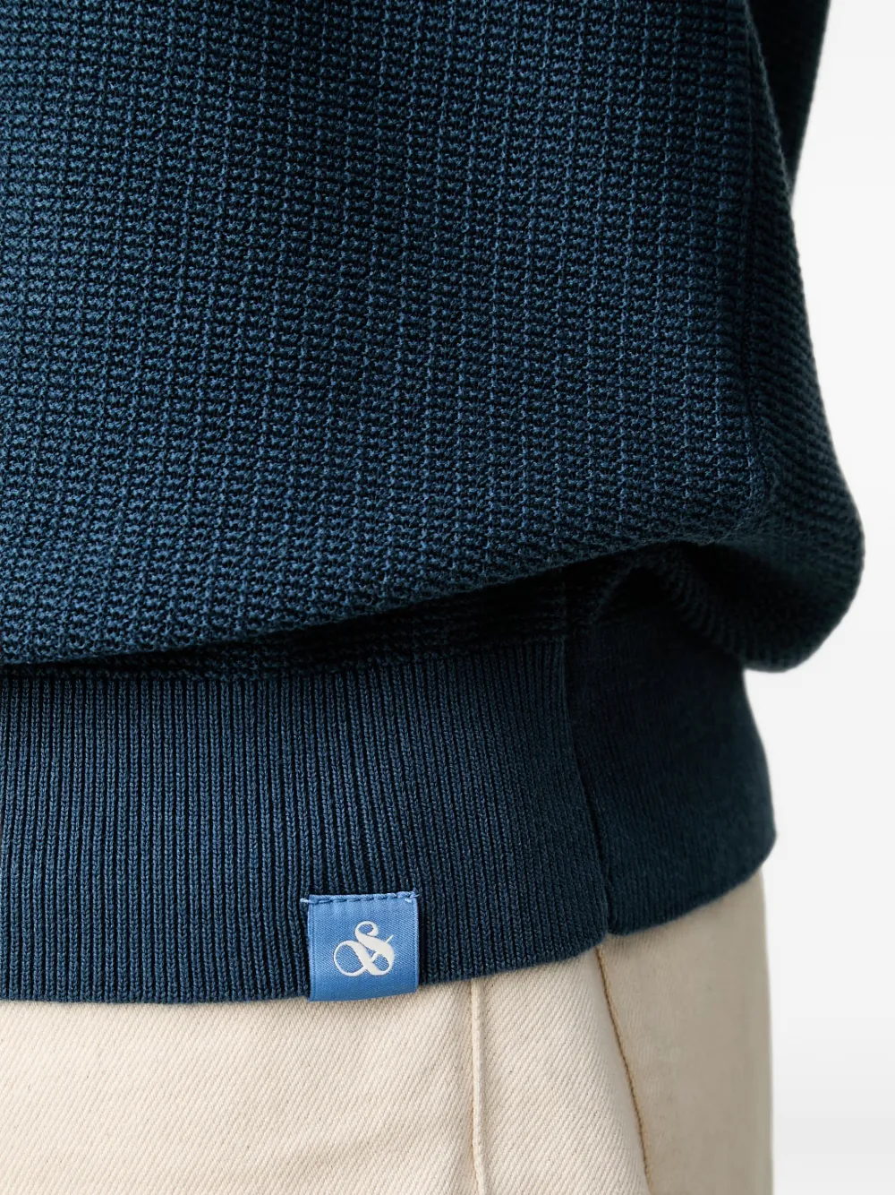Scotch & Soda Wafelgebreid poloshirt met korte mouwen Blauw