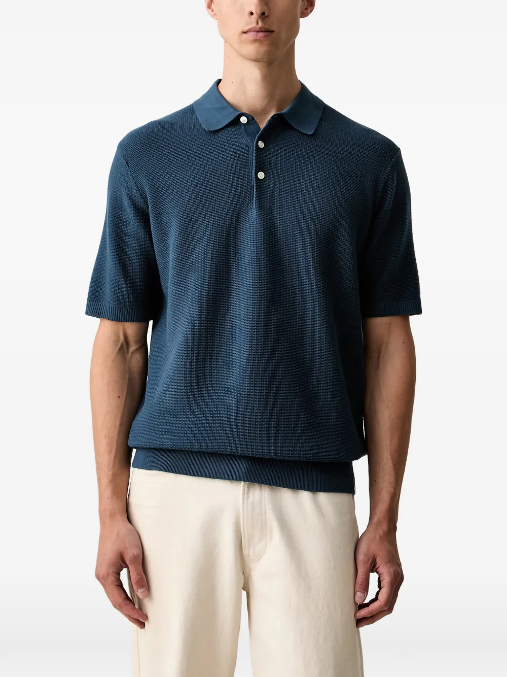 Scotch & Soda waffle-knit short-sleeve polo shirt - Blu