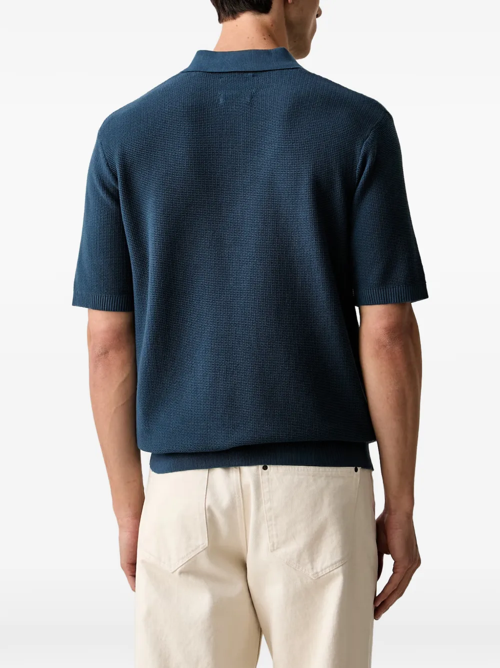 Scotch & Soda Wafelgebreid poloshirt met korte mouwen Blauw