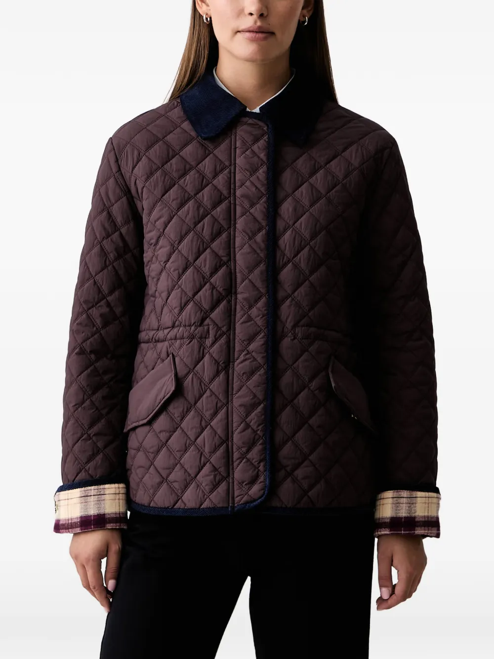 Silvian Heach Vutsov quilted corduroy-collar jacket