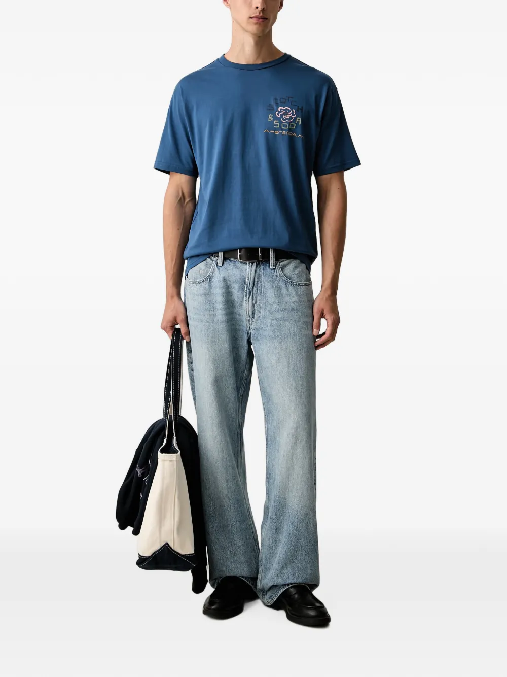 Scotch & Soda Artwork T-shirt met grafische print Blauw