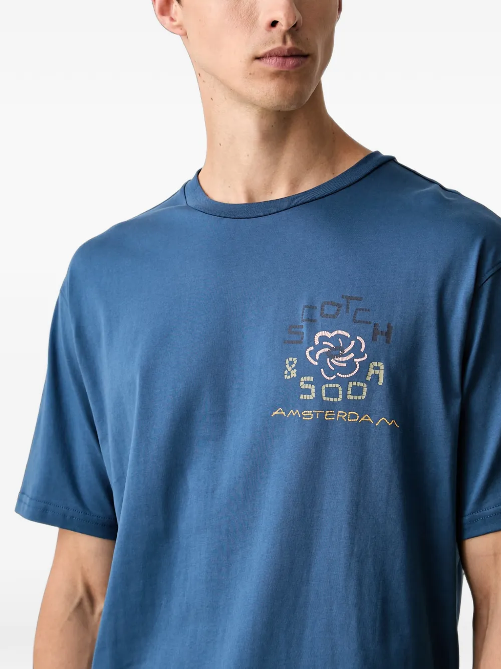 Scotch & Soda Artwork T-shirt met grafische print Blauw