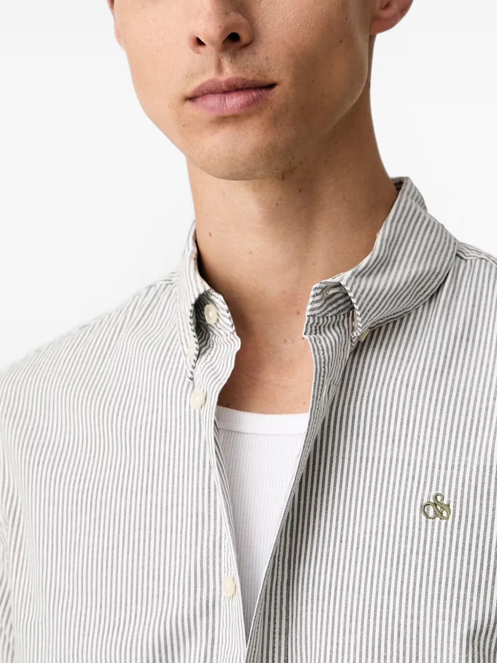 Scotch & Soda vertical-stripe button-down shirt Wit