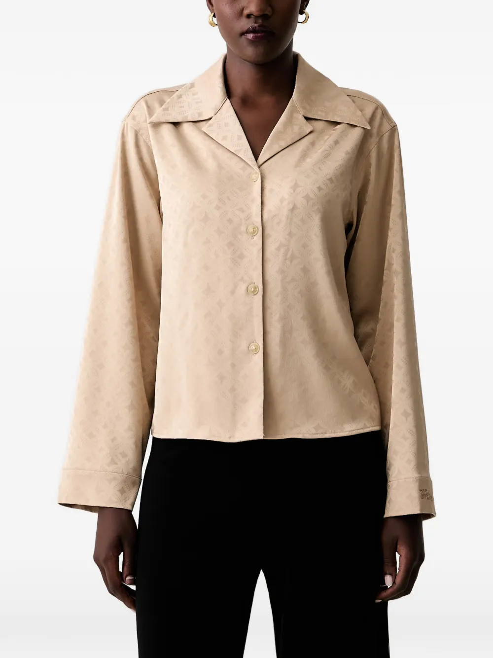 Scotch & Soda jacquard-logo long-sleeve shirt - Nude