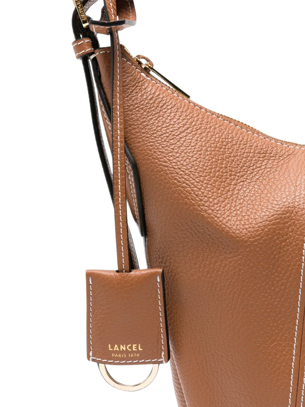 Lancel Leren schoudertas met contrasterende stiksels Bruin