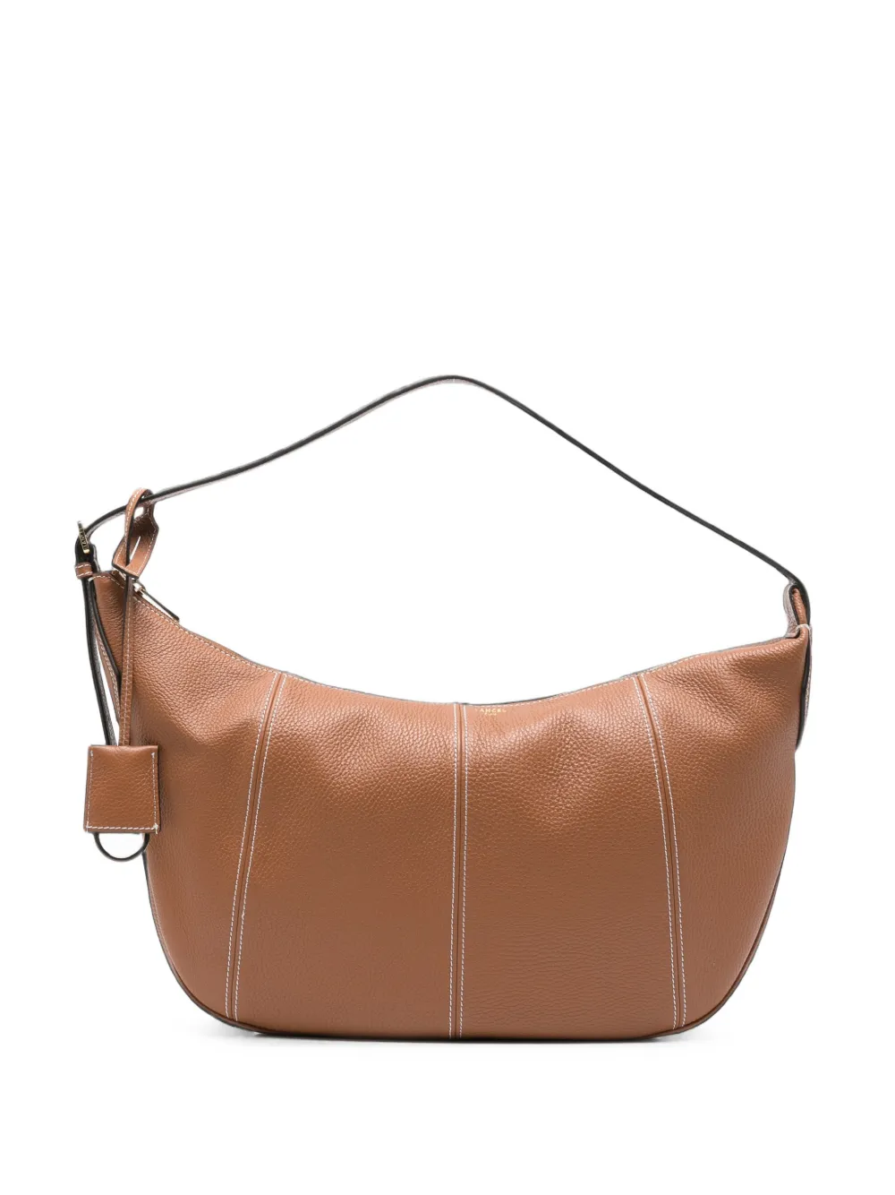 Lancel contrast-stitch leather shoulder bag - Marrone