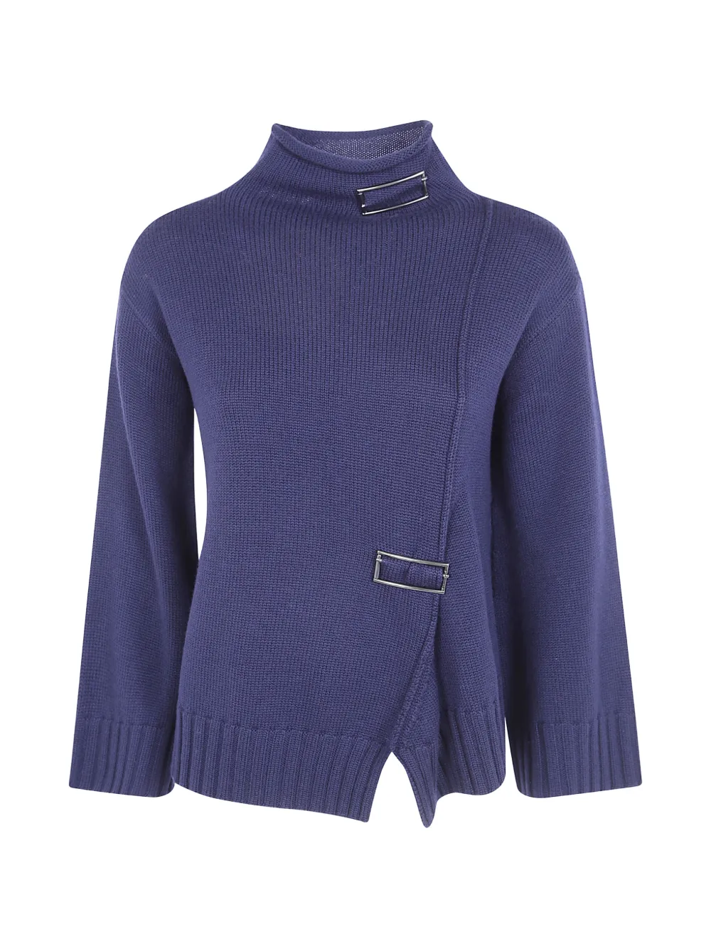 PierAntonioGaspari buckle-detail asymmetric-hem sweater - Blau
