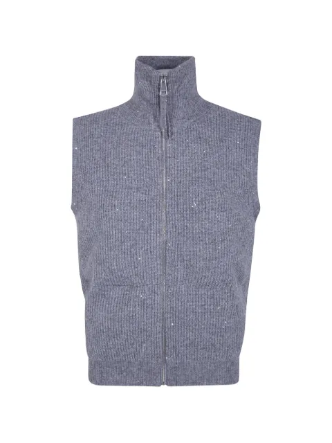 Seventy sequin-embellished ribbed-knit gilet