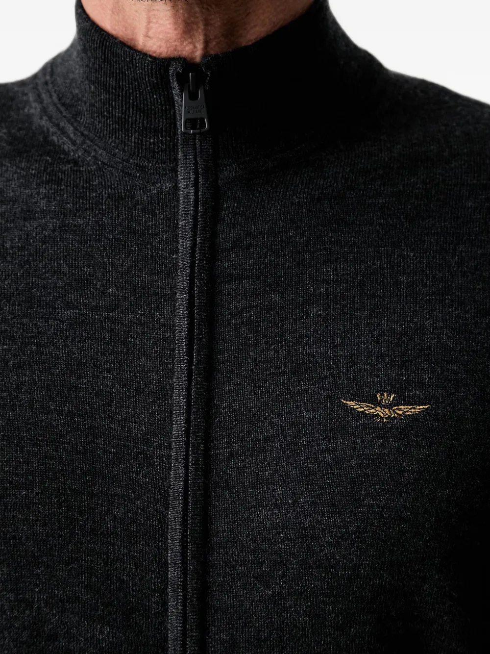 Aeronautica Militare Vest met geborduurd logo Grijs