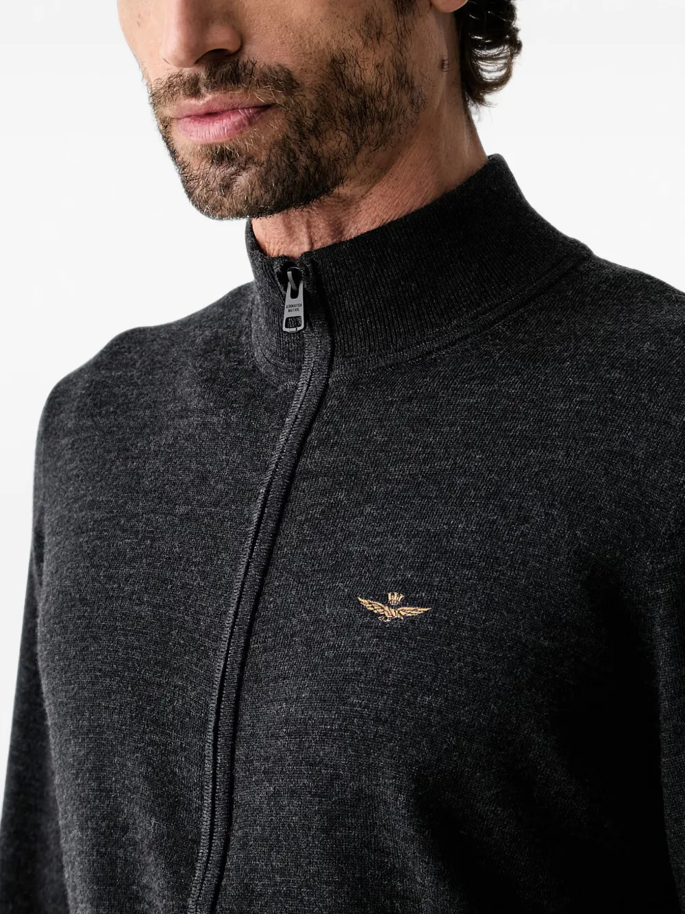 Aeronautica Militare Vest met geborduurd logo Grijs