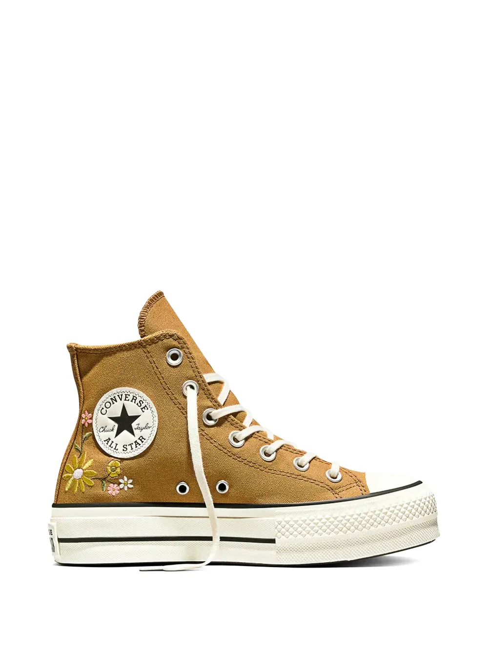 Converse Chuck Taylor lift embroidered-flowers sneakers - Marrone