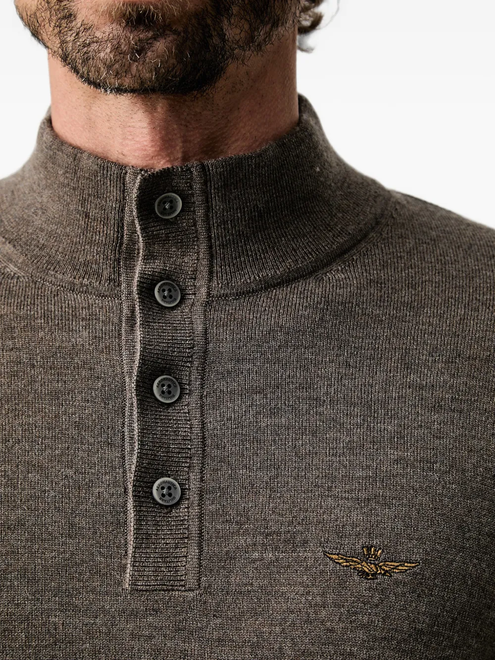 Aeronautica Militare Trui met geborduurd logo Bruin