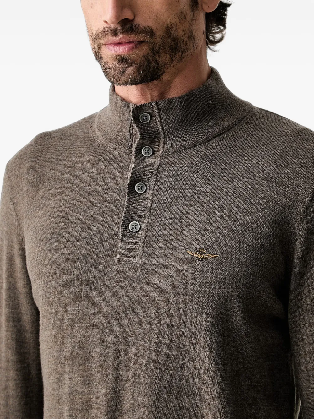 Aeronautica Militare Trui met geborduurd logo Bruin