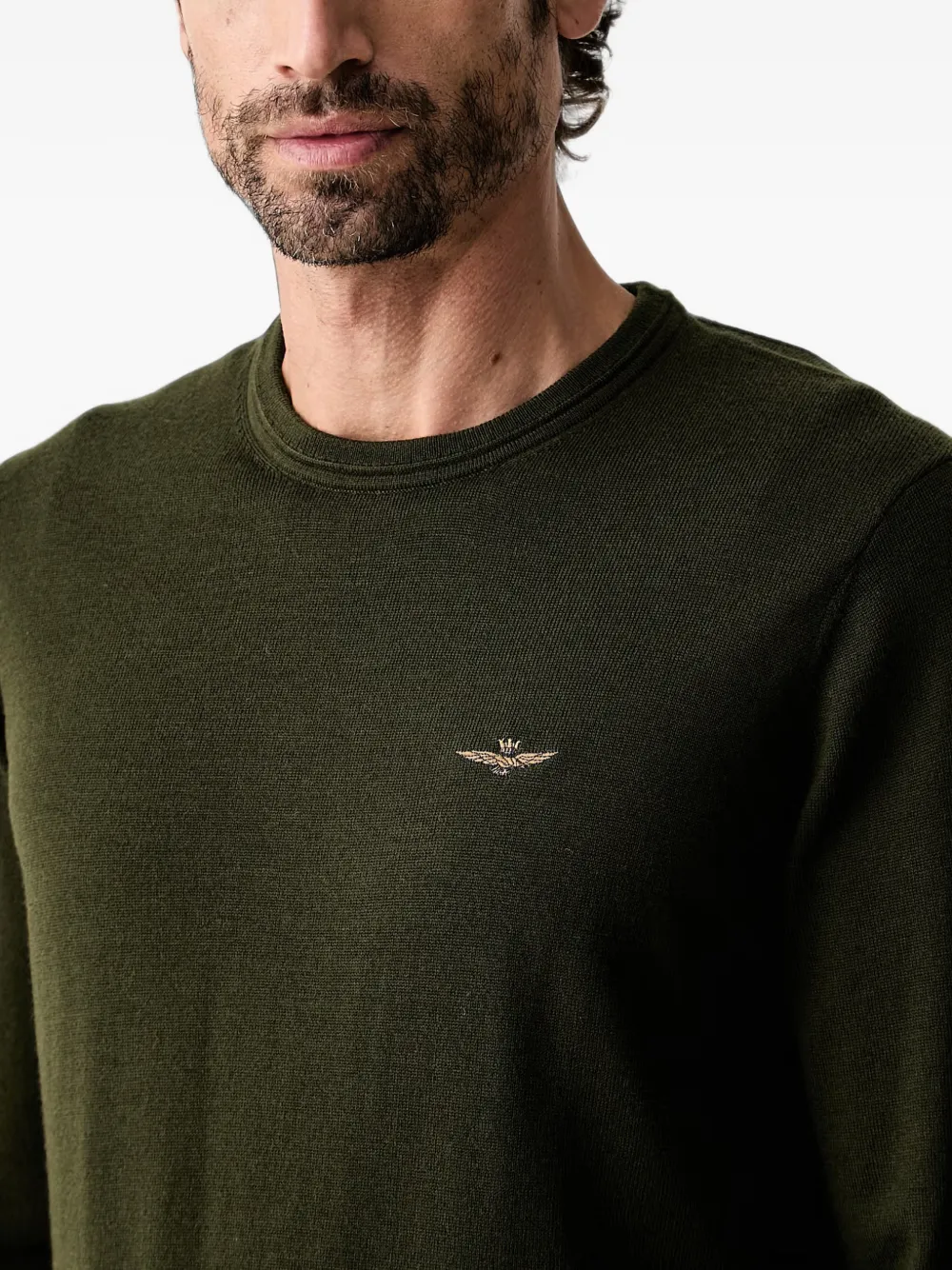 Aeronautica Militare Trui met geborduurd logo Groen