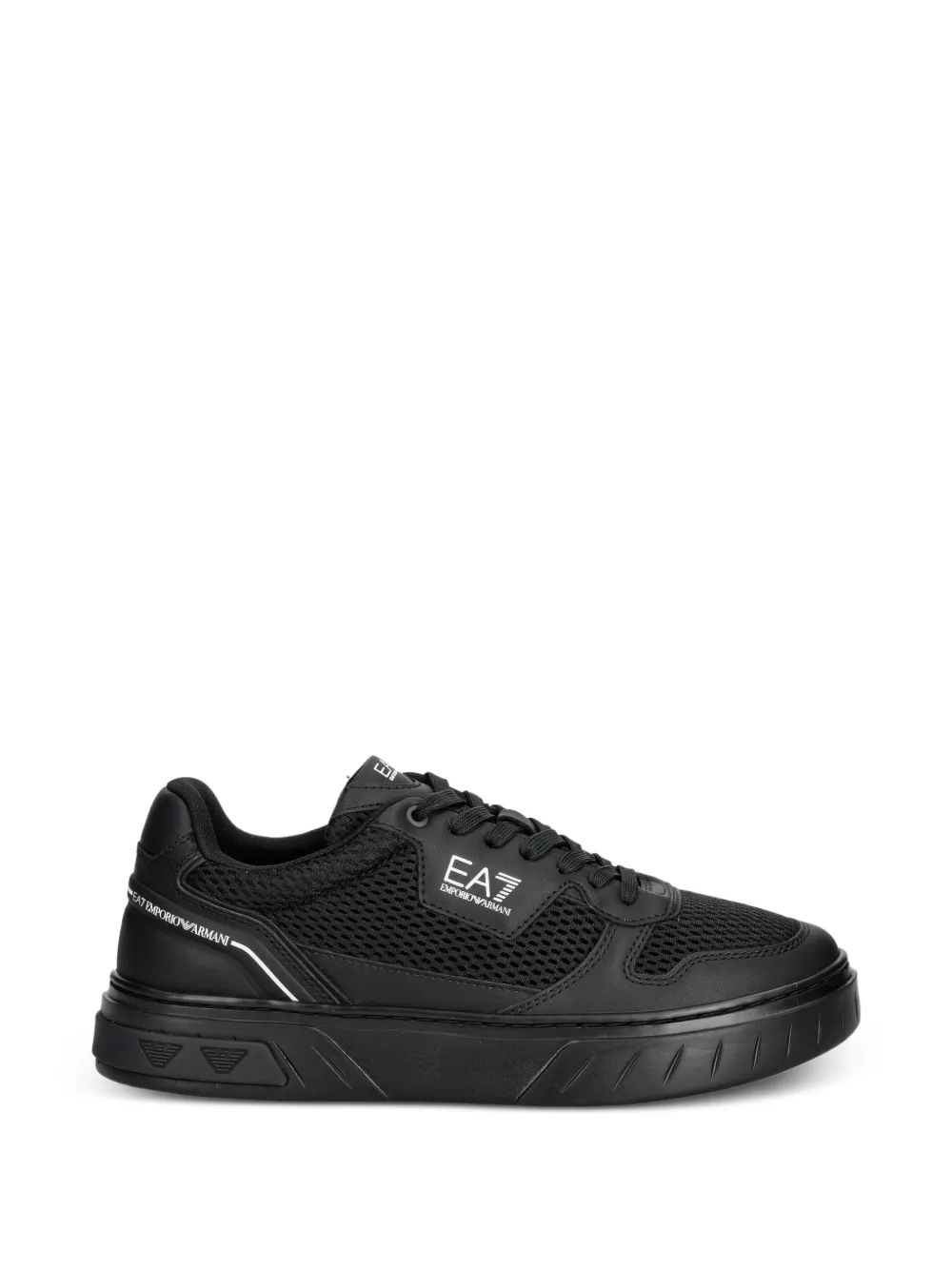 Ea7 Emporio Armani logo-print mesh sneakers - Nero